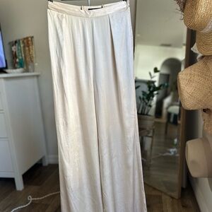 Pleated Champagne Wide-Leg Pants